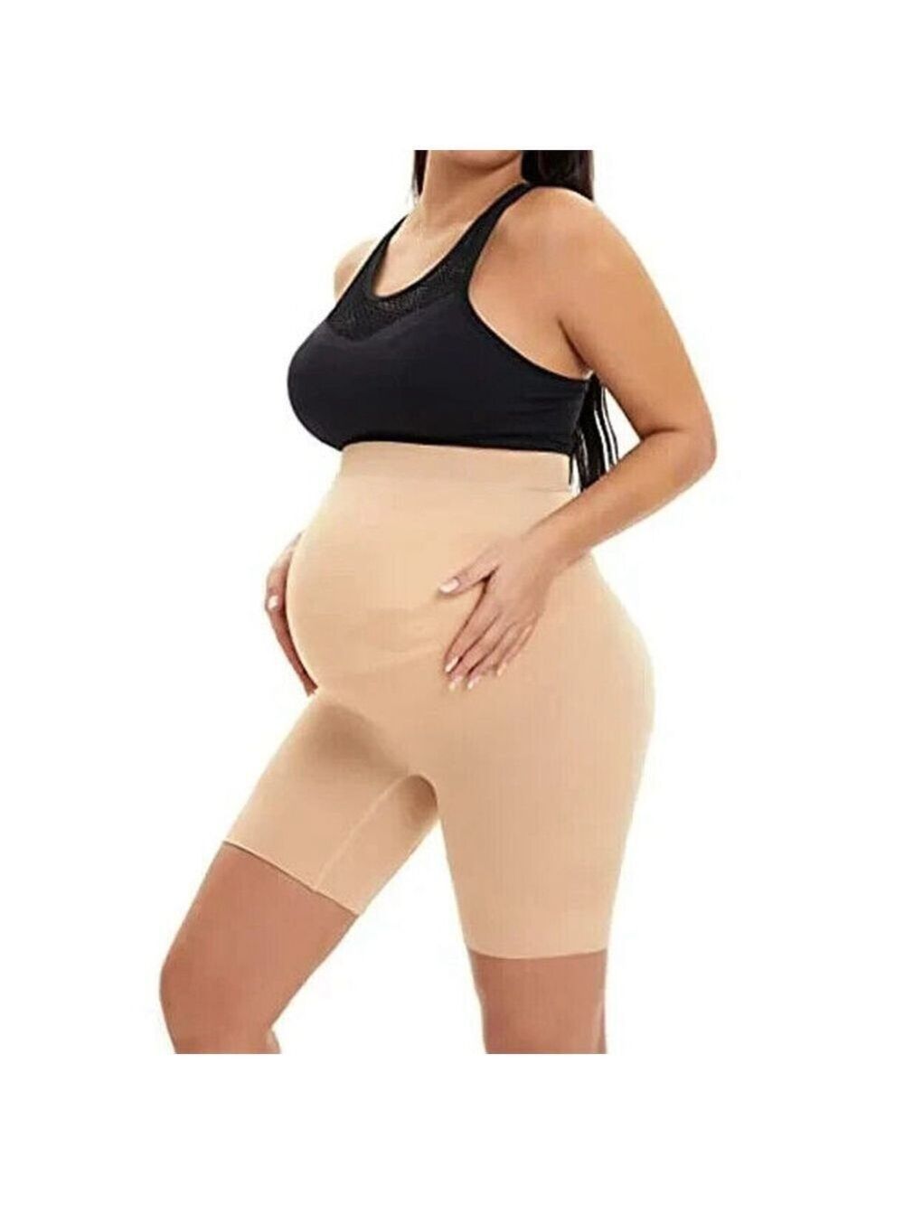 Maternity Highwaist Solid Seamless Shapewear Shorts Size Medium in Nude